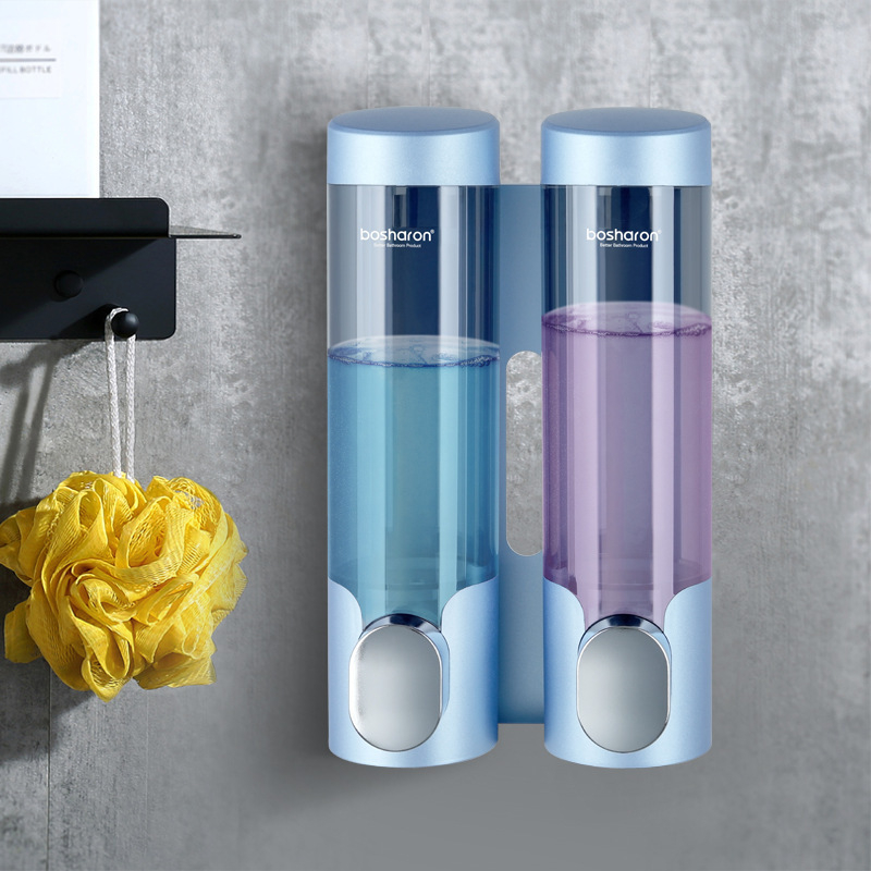 Стенно монтиран диспенсър за ръчен сапун и дезинфектант – без пробиване, пластмасов, хотелски клас