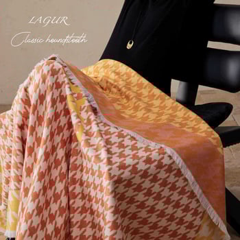 Ženski šal s houndstooth uzorkom, mješavina rayon, 450 g, Zima, Moderan stil