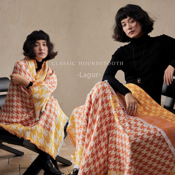 Ženski šal s houndstooth uzorkom, mješavina rayon, 450 g, Zima, Moderan stil