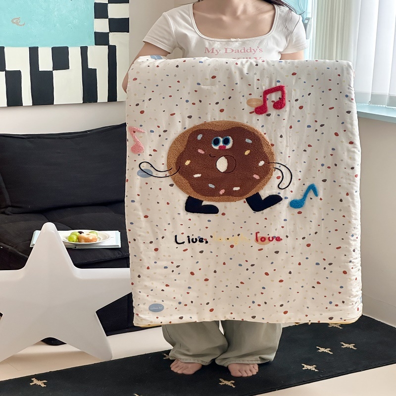 Kūdikio medvilninė dviejų sluoksnių antklodė su siuvinėjimu, Santai antibakterinis pluoštas, reaktyvus spausdinimas ir dažymas, svoris 1,25–1,5 kg