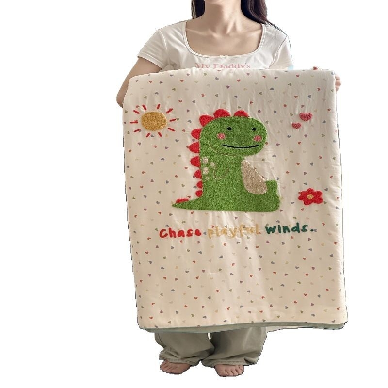 Kūdikio medvilninė dviejų sluoksnių antklodė su siuvinėjimu, Santai antibakterinis pluoštas, reaktyvus spausdinimas ir dažymas, svoris 1,25–1,5 kg