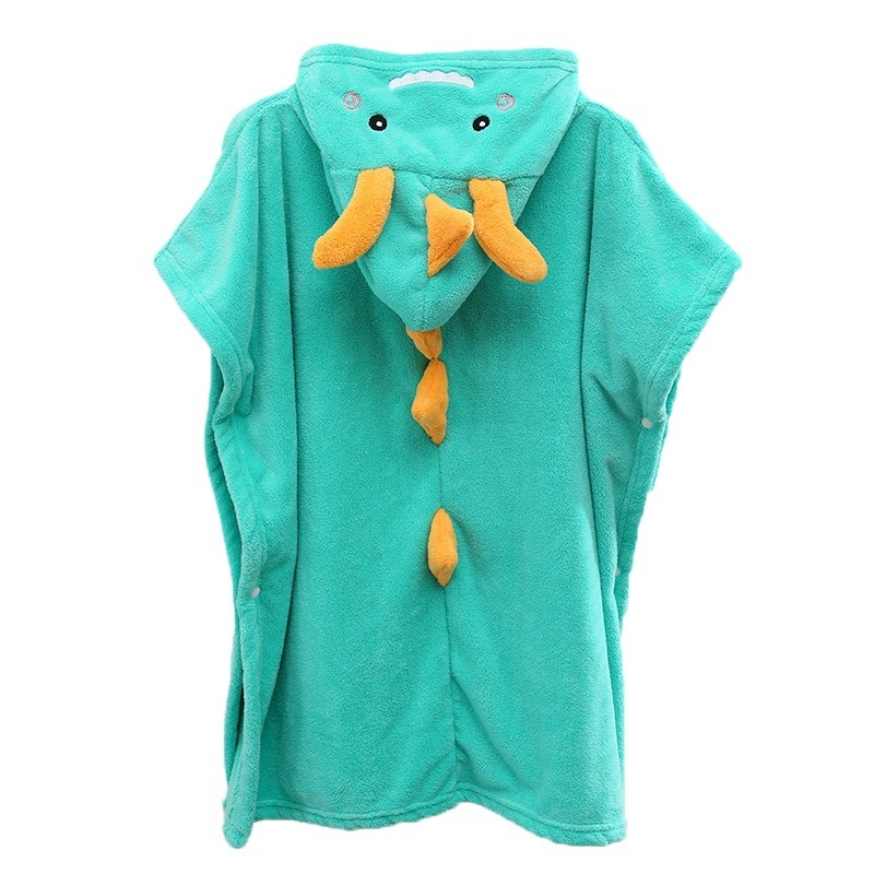 Бебешка хавлия за къпане с качулка в стил динозавър, коралов флис, абсорбираща, 200–300 g, прежда 40, пришиване, персонализация налична
