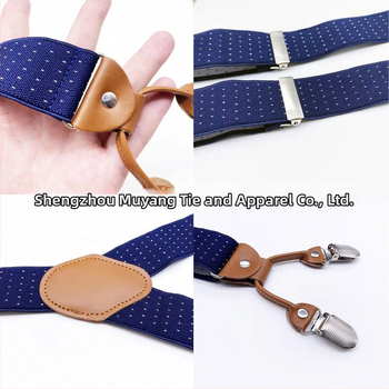 Unisex kuue klipsiga suspenderid, elastsed ja reguleeritavad; materjal: polüesterniit koos kummipaelaga; tootmisprotsess: Computer Jacquard