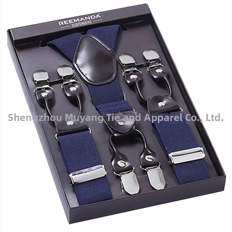 Unisex kuue klipsiga suspenderid, elastsed ja reguleeritavad; materjal: polüesterniit koos kummipaelaga; tootmisprotsess: Computer Jacquard