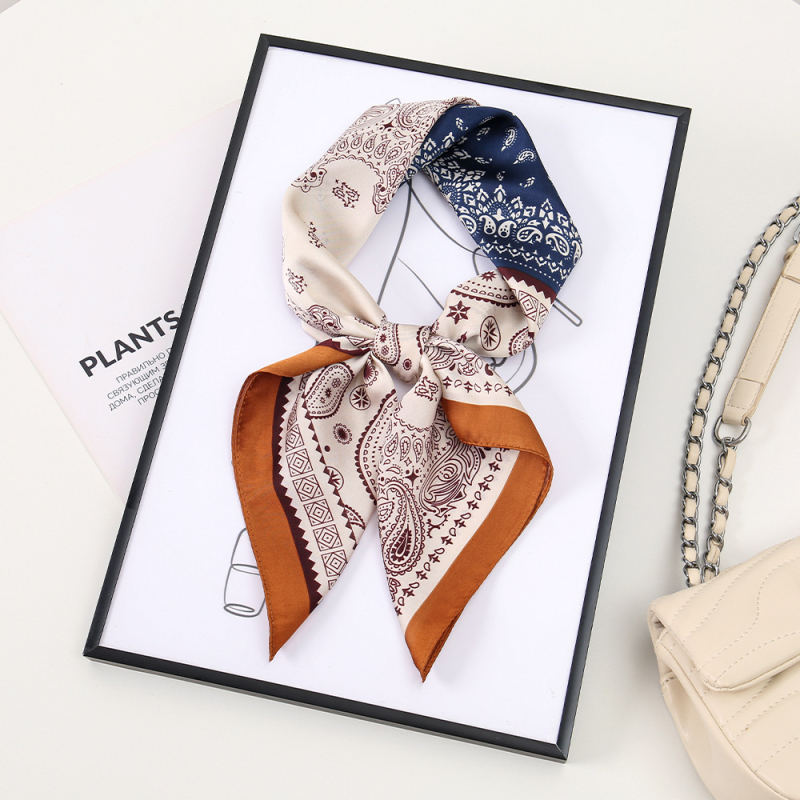 Vintage Paisley kvadratni šal, Old Money stil, materijal imitacije svile, obična tkanina