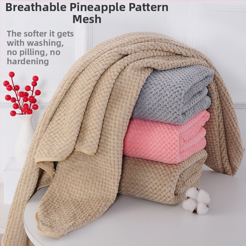 Gao Jin jacquard Coral fleece set za kupanje s motivom ananasa, upijajući set za roditelje i djecu, ravno tkanje, 120–140 g