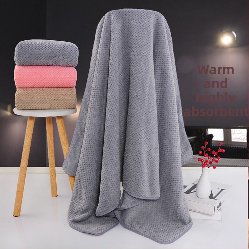 Gao Jin jacquard Coral fleece set za kupanje s motivom ananasa, upijajući set za roditelje i djecu, ravno tkanje, 120–140 g