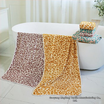 Jacquard koralni fleece ručnik za lice i kupaonicu, leopard uzorak, 150D, težina 80-99 g, mogućnost prilagodbe