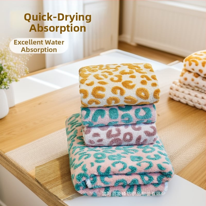 Jacquard koralni fleece ručnik za lice i kupaonicu, leopard uzorak, 150D, težina 80-99 g, mogućnost prilagodbe