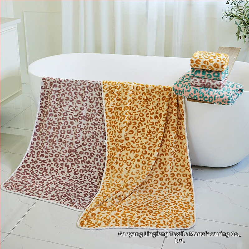 Jacquard koralni fleece ručnik za lice i kupaonicu, leopard uzorak, 150D, težina 80-99 g, mogućnost prilagodbe