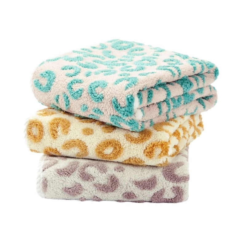 Jacquard koralni fleece ručnik za lice i kupaonicu, leopard uzorak, 150D, težina 80-99 g, mogućnost prilagodbe
