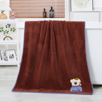 Ručník za lice s izšivenim crtanim medvjedom, koralni pliš, mikrovlakno, težina 80–100 g