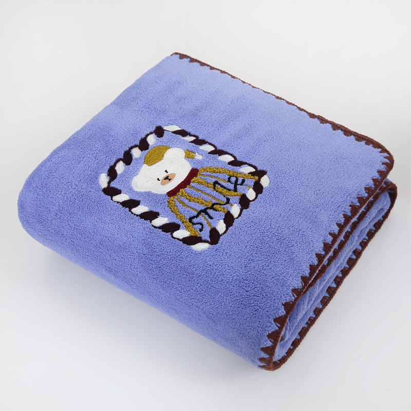 Ručník za lice s izšivenim crtanim medvjedom, koralni pliš, mikrovlakno, težina 80–100 g