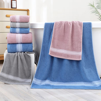 Set ručnika od pamuka za lice i kupanje — mekan, čista pamuk, jacquard 32s, 100–120 g/m²