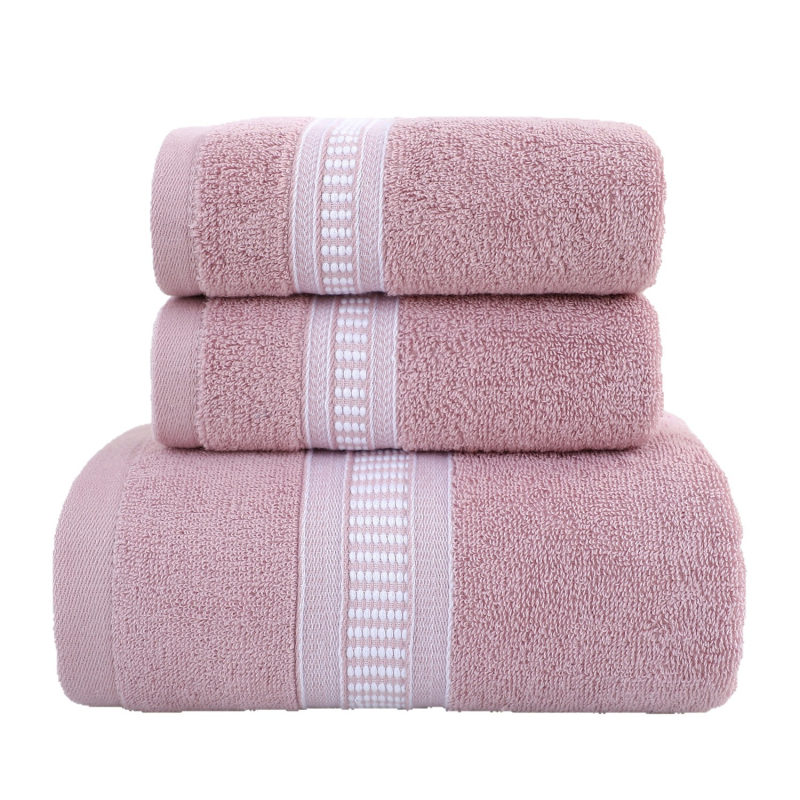 Set ručnika od pamuka za lice i kupanje — mekan, čista pamuk, jacquard 32s, 100–120 g/m²