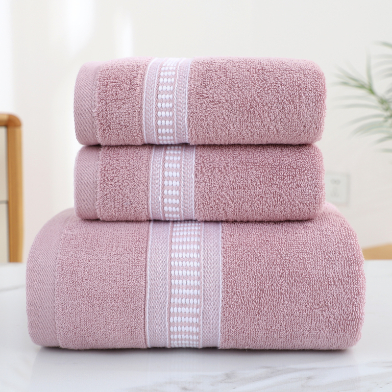 Set ručnika od pamuka za lice i kupanje — mekan, čista pamuk, jacquard 32s, 100–120 g/m²