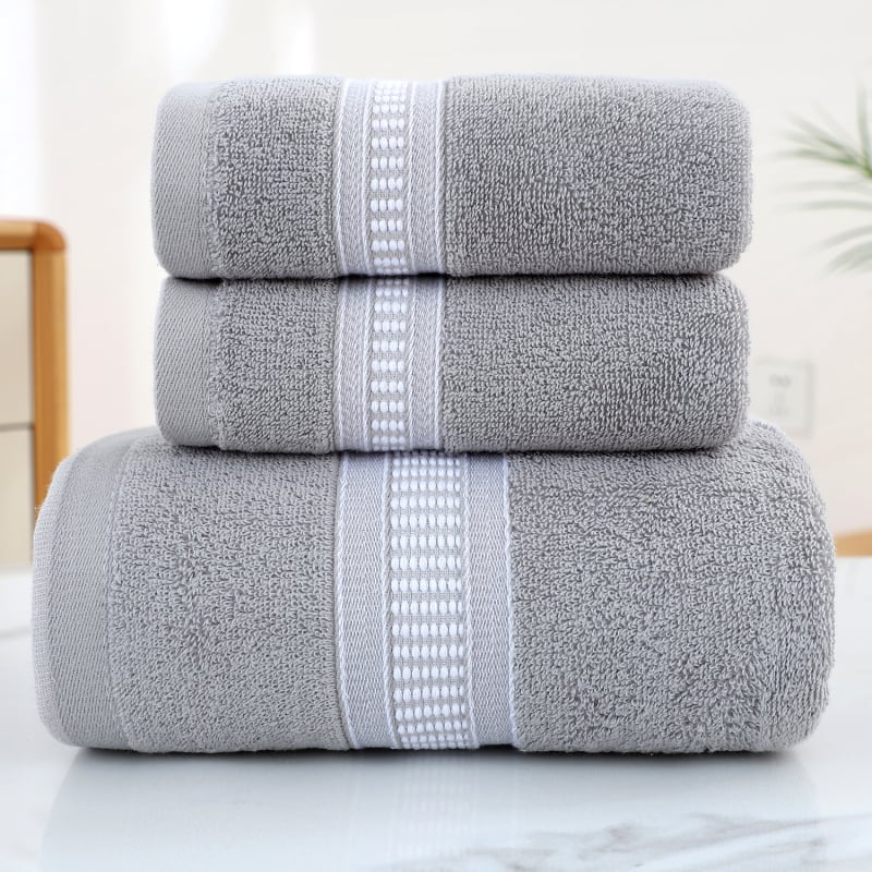 Set ručnika od pamuka za lice i kupanje — mekan, čista pamuk, jacquard 32s, 100–120 g/m²