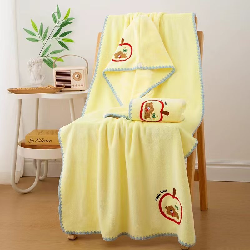 Taste gyerekeknek szóló korall fleece törölköző, vastított, tekerhető, 301–350 g, poliészter-nylon keverék fonal, törölköző fürdéshez/arcra