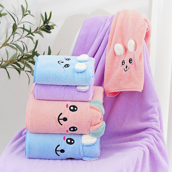 Set poklon ručnika za kupanje s cartoon izvezenom slikom za djecu – mekani koralni fleece materijal, deblji i upijajući, uključuje ručnik za tijelo i ručnik za lice