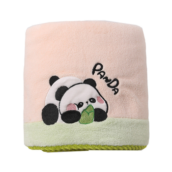Ji Miao Cartoon Panda kupaonski ručnik, koralni flis, 450 g i više, s logom