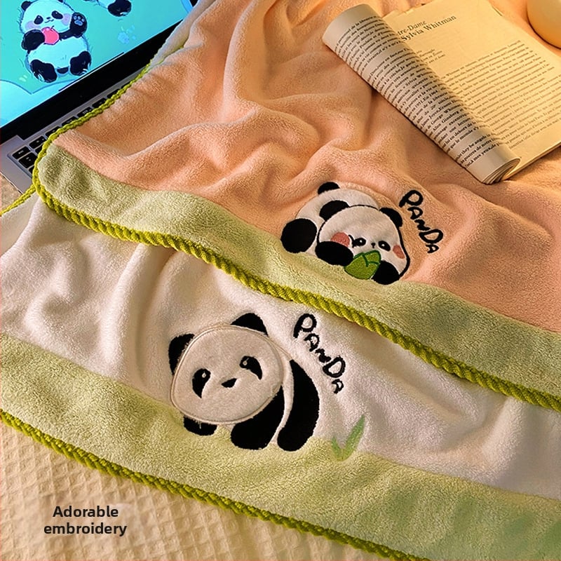 Ji Miao Cartoon Panda kupaonski ručnik, koralni flis, 450 g i više, s logom