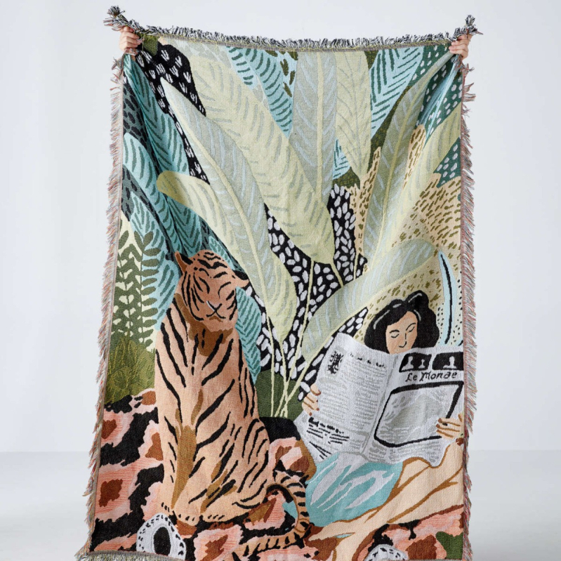 Cuvertură pentru canapea cu print leopard, stil nordic vintage animal, greutate 800–999 g, model cartoon/anime, material: Altul