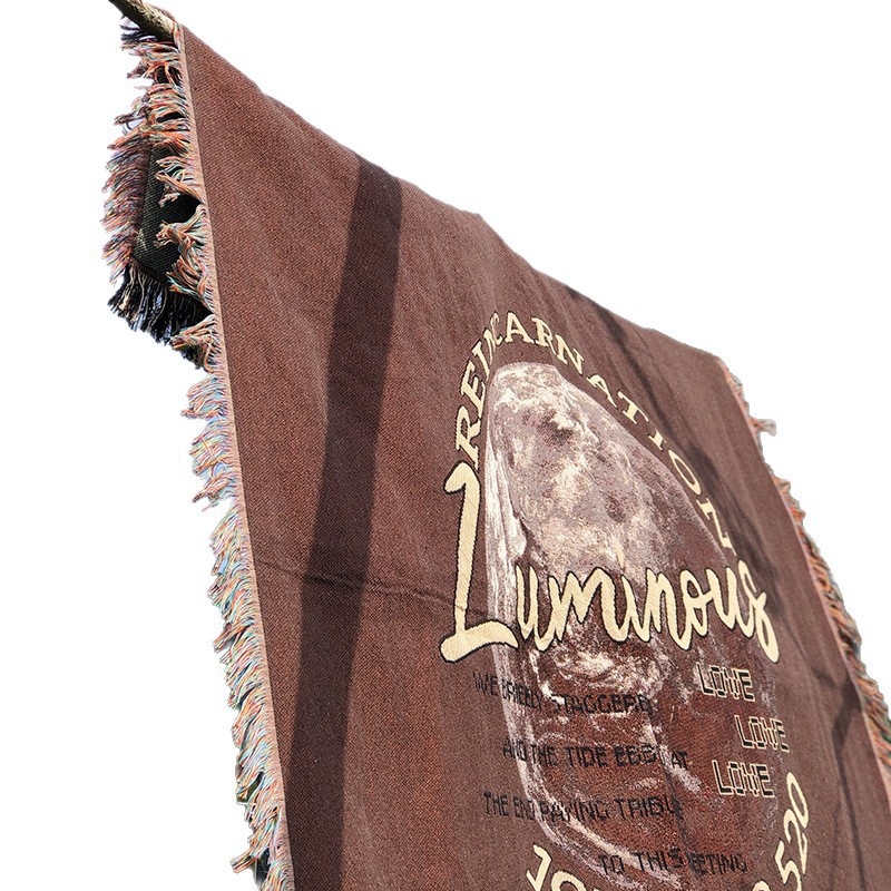 Boemska goblenska deka za kampiranje na otvorenom – poliester-pamuk, 1,0–1,5 kg, geometrijski uzorak, prilagodljiva, za sve sezone