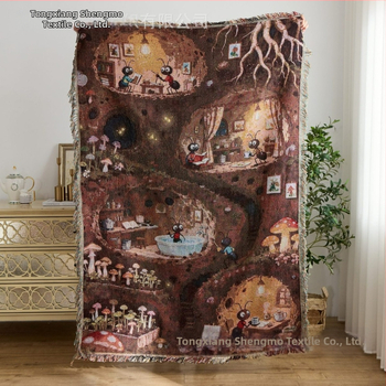 Nová liečivá tkaná jacquard prikrývka – gobelín, polyester, 800–999 g, karikatúrny vzor, na všetky ročné obdobia, prispôsobiteľná