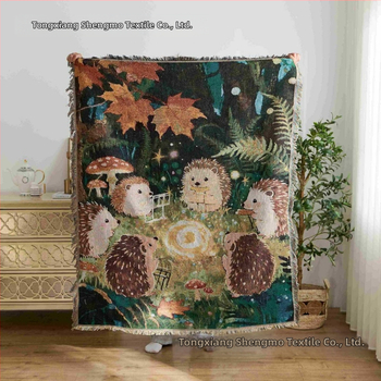 Nová liečivá tkaná jacquard prikrývka – gobelín, polyester, 800–999 g, karikatúrny vzor, na všetky ročné obdobia, prispôsobiteľná