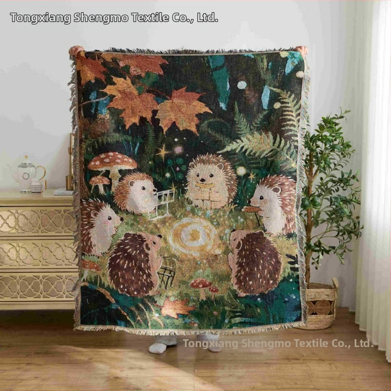 Nová liečivá tkaná jacquard prikrývka – gobelín, polyester, 800–999 g, karikatúrny vzor, na všetky ročné obdobia, prispôsobiteľná