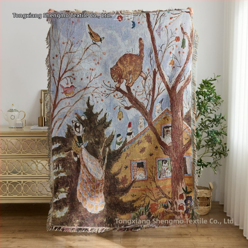 Nová liečivá tkaná jacquard prikrývka – gobelín, polyester, 800–999 g, karikatúrny vzor, na všetky ročné obdobia, prispôsobiteľná