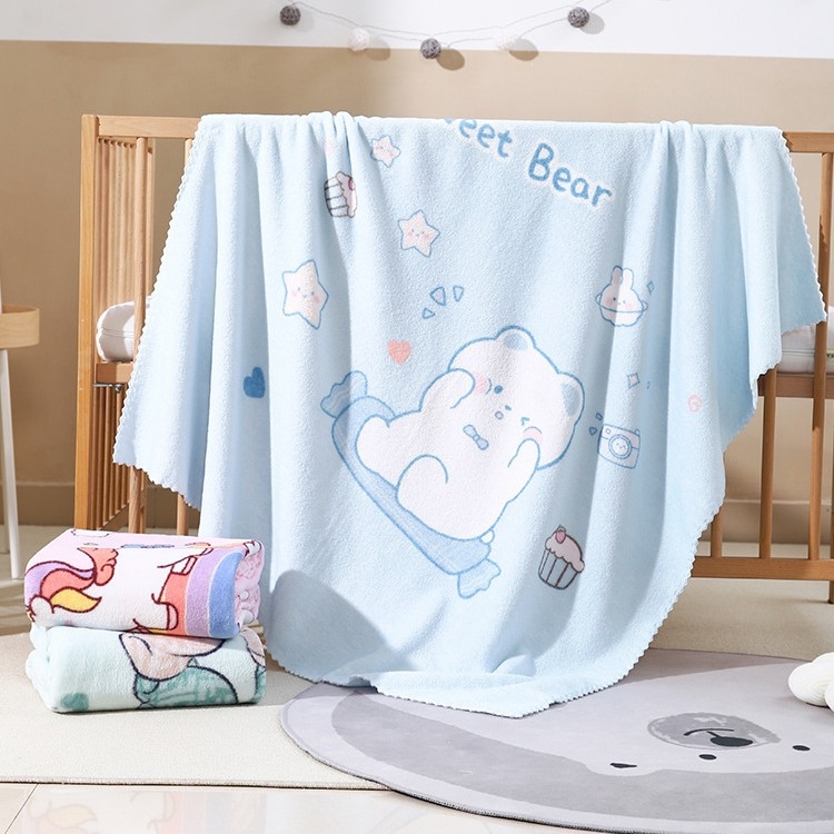 Korall fleece babák számára fürdő törölköző jacquard, 200–300 g/m², 40 szál, nedvszívó, uniszex