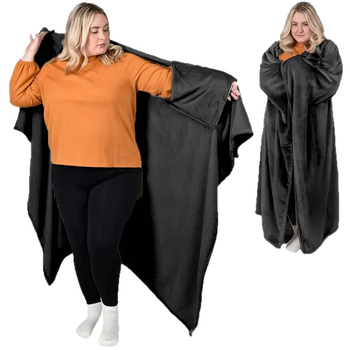 Nosiva deka s rukavima — koralni pliš, poliester, zima, 500-800 g, mogućnost prilagodbe