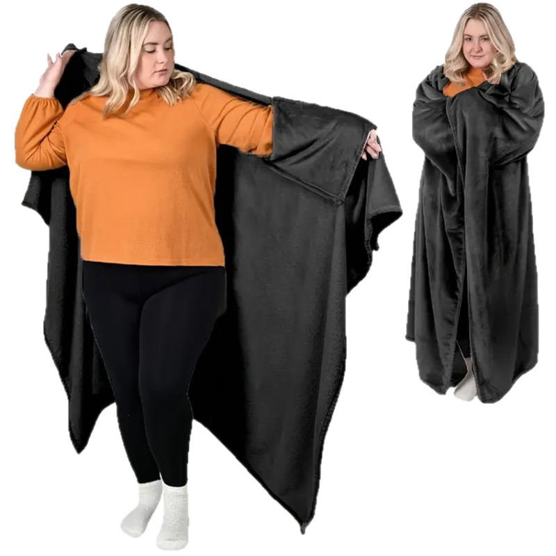 Nosiva deka s rukavima — koralni pliš, poliester, zima, 500-800 g, mogućnost prilagodbe