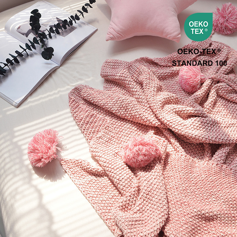 Medvilnės megztas pledas su kutais, pritaikomas, 1 000–1 499 g, vienos spalvos, visų metų laikams.