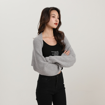 Γυναικείο πουλόβερ-ζακέτα με μπατγουίν μανίκια, αναπνεύσιμη core-spun ίνα, άνοιξη-καλοκαίρι-φθινόπωρο, μονόχρωμο σχέδιο, Plain weave, Jacquard