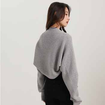 Γυναικείο πουλόβερ-ζακέτα με μπατγουίν μανίκια, αναπνεύσιμη core-spun ίνα, άνοιξη-καλοκαίρι-φθινόπωρο, μονόχρωμο σχέδιο, Plain weave, Jacquard