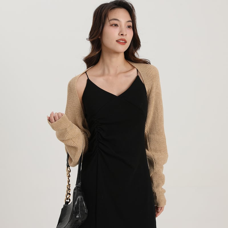 Γυναικείο πουλόβερ-ζακέτα με μπατγουίν μανίκια, αναπνεύσιμη core-spun ίνα, άνοιξη-καλοκαίρι-φθινόπωρο, μονόχρωμο σχέδιο, Plain weave, Jacquard