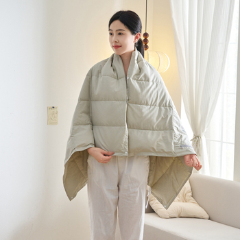 Libatoll-töltetű pléd, multifunkciós kültéri viselhető, 95% tolltöltet, 490 g, pamut, tavasz–ősz