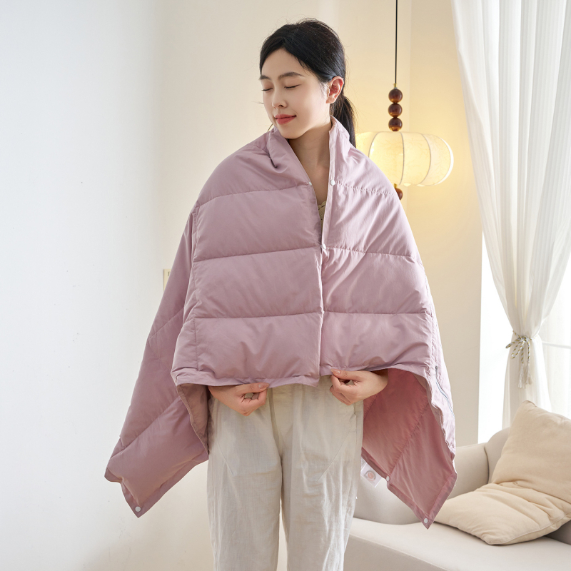 Libatoll-töltetű pléd, multifunkciós kültéri viselhető, 95% tolltöltet, 490 g, pamut, tavasz–ősz