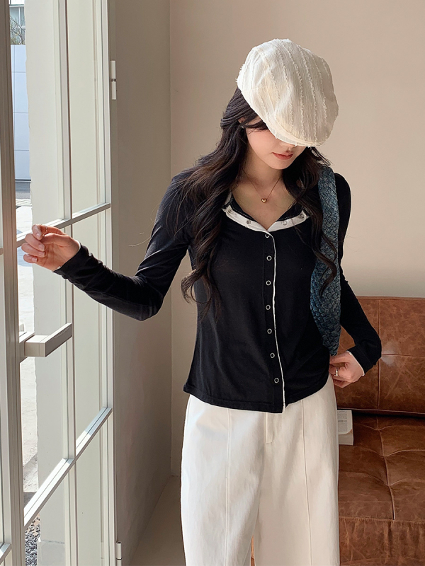 Cardigan pleteni top s mješavinom Tencel acetata i vune – jednofarban – lagano – dugi rukavi – uski kroj