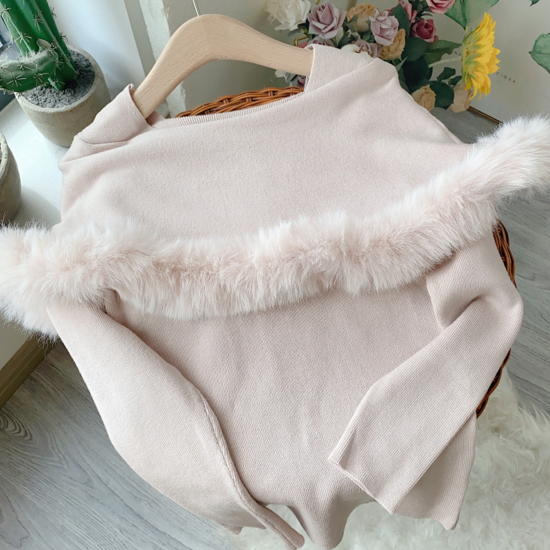 Akrilni pulover s kapom, dugi rukavi, okrugli izrez, jednobojni uzorak, debelo pletenje