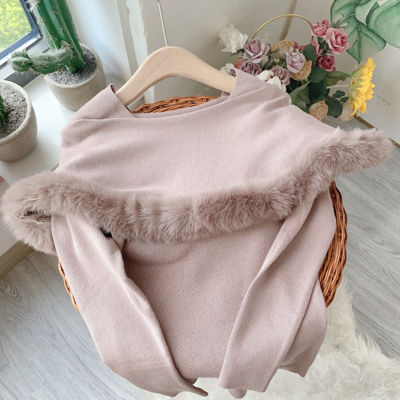 Akrilni pulover s kapom, dugi rukavi, okrugli izrez, jednobojni uzorak, debelo pletenje