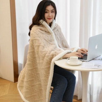 Zimska Coral fleece deka od vune, geometrijski uzorak, nordijski stil, 390–400 g/m²