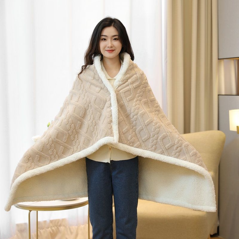 Zimska Coral fleece deka od vune, geometrijski uzorak, nordijski stil, 390–400 g/m²