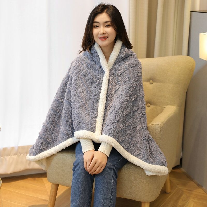 Zimska Coral fleece deka od vune, geometrijski uzorak, nordijski stil, 390–400 g/m²