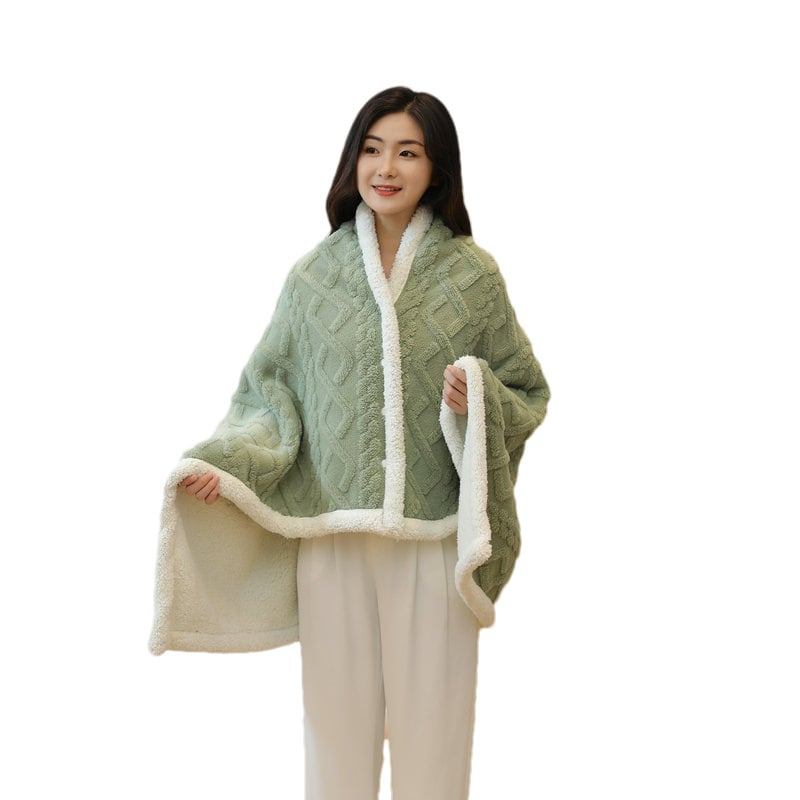 Zimska Coral fleece deka od vune, geometrijski uzorak, nordijski stil, 390–400 g/m²