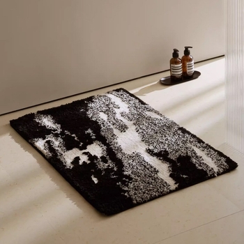 Килим за баня – туфиран имитационен кашмир, абсорбиращ, неплъзгащ се, квадратен, машинно пране