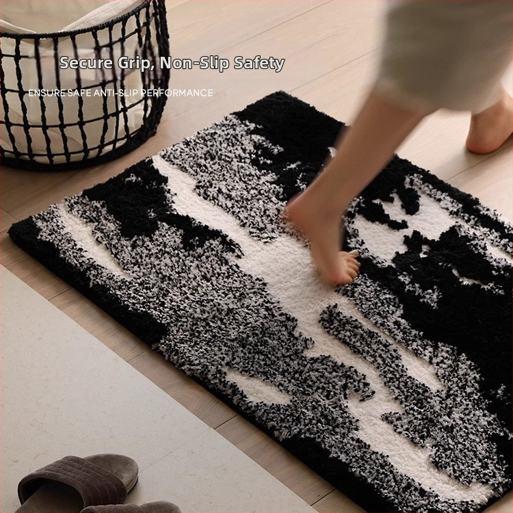 Килим за баня – туфиран имитационен кашмир, абсорбиращ, неплъзгащ се, квадратен, машинно пране