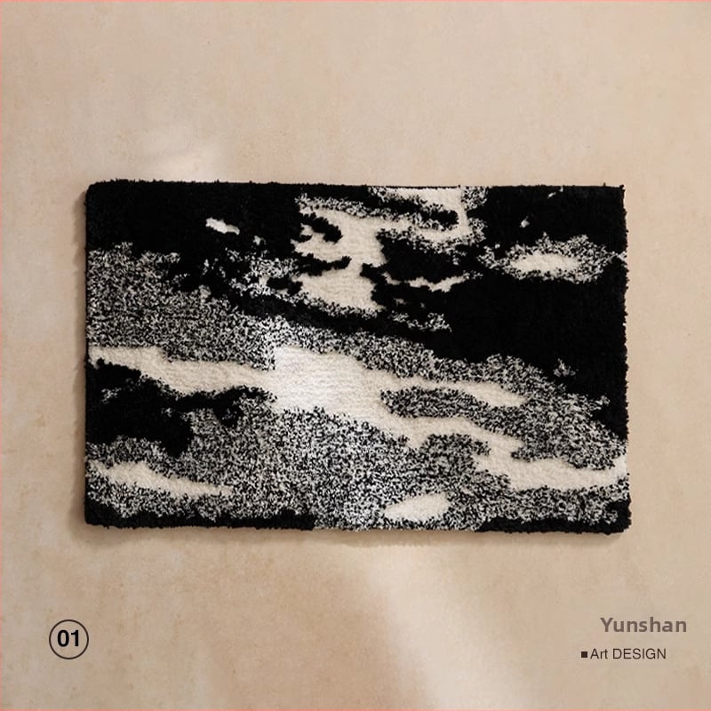 Килим за баня – туфиран имитационен кашмир, абсорбиращ, неплъзгащ се, квадратен, машинно пране